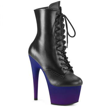 Pleaser ADORE-1020BP Blk Faux Leather/Blue-Purple