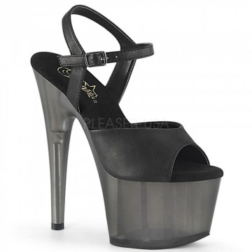 Pleaser ADORE-709T Blk Faux Leather/Frosted Blk