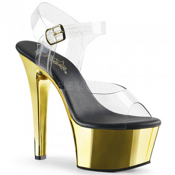 Pleaser ASPIRE-608 Clr/Gold Chrome