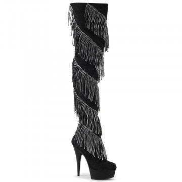 Pleaser DELIGHT-3065 Blk Faux Suede-Slv/Blk Matte