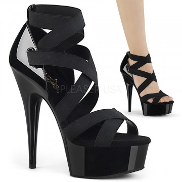 Pleaser DELIGHT-657 Blk Elastic Band-Pat/Blk