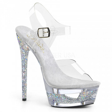 Pleaser ECLIPSE-608GT Clr/Slv Multi Glitter-Clr