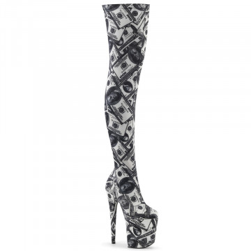 Pleaser FLAMINGO-3000DP Wht-Blk Str. Fabric/Wht-Bl