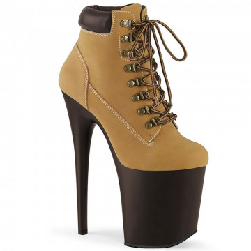 Pleaser FLAMINGO-800TL-02 Tan Nubuck Faux Leather/