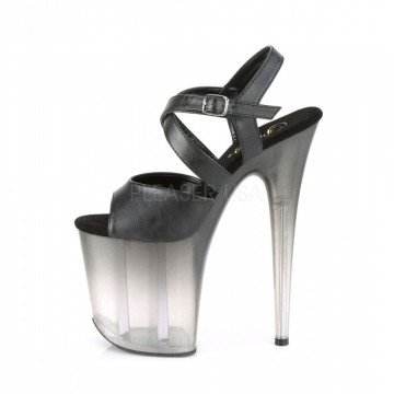 Pleaser FLAMINGO-822T Blk Faux Leather/Faded Blk