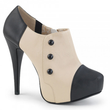 Pleaser Pink Label CHLOE-11 Blk-Cream Faux Leather