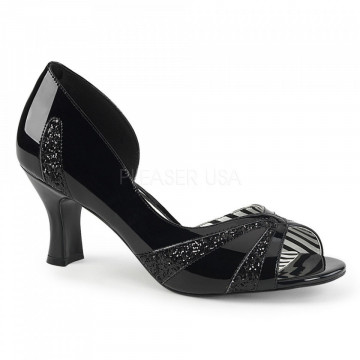 Pleaser Pink Label JENNA-03 Blk Pat-Blk Glitter