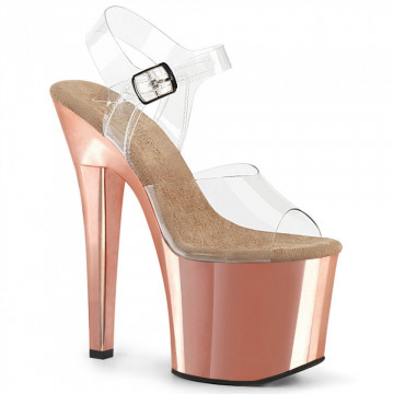 Pleaser RADIANT-708 Clr/Rose Gold Chrome
