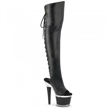 Pleaser SPECTATOR-3019 Blk Faux Leather/Clr-Blk Matte