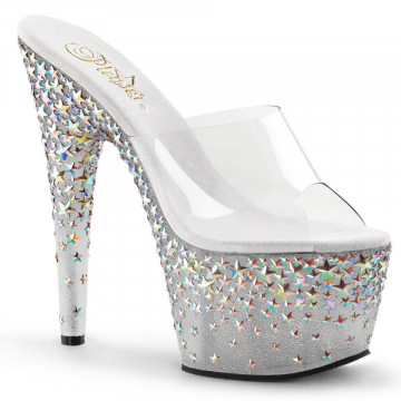 Pleaser STARSPLASH-701 Clr/Frost-Slv Hologram Stars