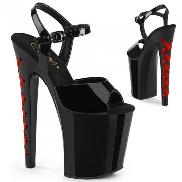Pleaser XTREME-809CLH Blk Pat/Blk-Red