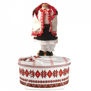 Set costum popular botez fetita si cutie trusou asortata, Denikos® 1002