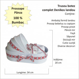 Set traditional botez fetita, trusou si lumanare personalizata, decor motive traditionale Denikos® C9012