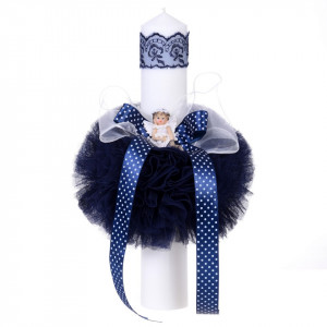 Lumanare botez ingeras, decor bleumarin, Denikos® 64