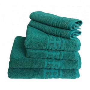 Set 6 prosoape groase si pufoase, bumbac, model grecesc, Verde, Denikos® 285