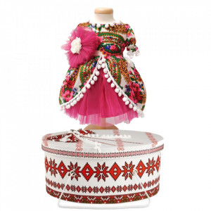 Set costumas traditional botez fetita si cutie trusou asortata, Denikos® 1006