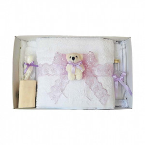 Trusou botez dantela lila si ursulet Denikos® 440