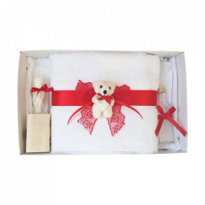 Trusou botez dantela rosie si ursulet Denikos® 442