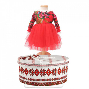 Set costumas botez national fetita si cutie trusou asortata, Denikos® 1008