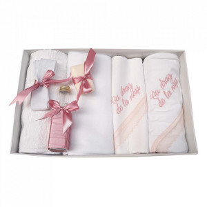 Trusou botez cu mesaj si lumanare eleganta glob cu dantela si iepuras pufos, decor roz pudra, Denikos® 760
