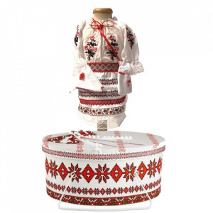 Costum botez traditional fetita si cutie trusou asortata, Denikos® 995