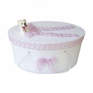 Cutie trusou botez dantela lila si ursulet, Denikos® 392