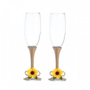 Pahare nunta miri rustice floarea soarelui PN012