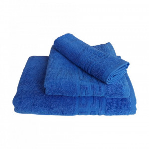 Set 3 prosoape groase si pufoase, bumbac, model grecesc, Albastru, Denikos® 241