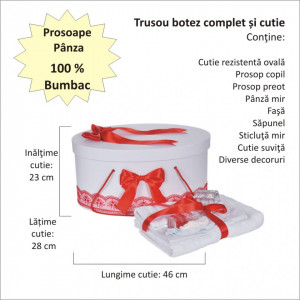 Set trusou botez, cutie trusou si lumanare iepuras pufos, dantela si fundite, decor Rosu, Denikos® 892