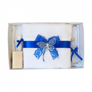Trusou botez dantela albastra si fluturas Denikos® 413