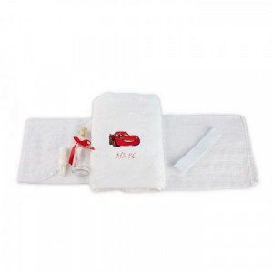 Trusou botez personalizat prin brodare cu numele copilasului si Fulger McQueen NKB012