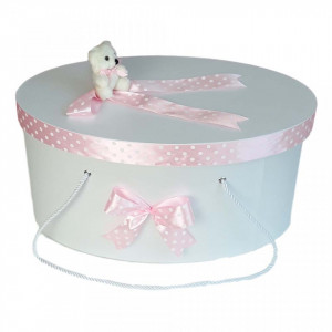 Cutie trusou botez fundite roz cu buline si ursulet, Denikos® 4