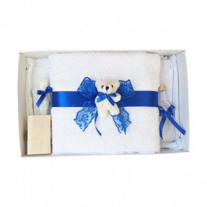 Trusou botez dantela albastra si ursulet Denikos® 434