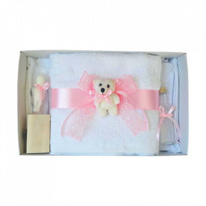 Trusou botez dantela roz si ursulet Denikos® 444