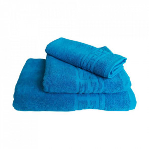 Set 3 prosoape groase si pufoase, bumbac, model grecesc, Turcoaz, Denikos® 280