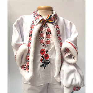 Costum traditional botez baietel, broderie Rosie, Denikos® 676