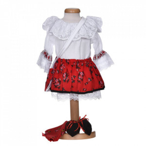 Rochita traditionala pentru fetite, 5 piese, dantela alba, Denikos® 1020