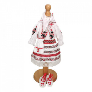Set botez popular, costum rochita traditionala, trusou botez, cutie trusou si lumanare, decor rustic, Denikos® C9102