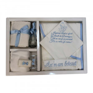 Trusou botez complet bleu brodat ingeras BRTB02