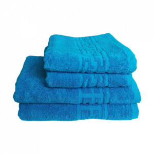 Set 4 prosoape groase si pufoase, bumbac, model grecesc, Turcoaz, Denikos® 279
