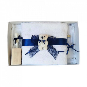 Trusou botez dantela bleumarin si ursulet Denikos® 436
