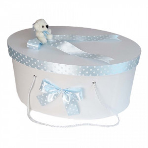 Cutie trusou botez fundite bleu cu buline si ursulet, Denikos® 1