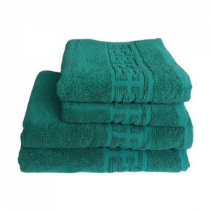 Set 4 prosoape groase si pufoase, bumbac, model grecesc, Verde, Denikos® 289