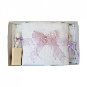 Trusou botez dantela lila si fluturas Denikos® 417