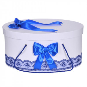 Cutie trusou botez dantela albastra si fundite asortate, Denikos® 810