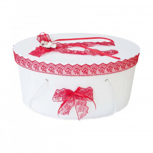 Cutie trusou botez dantela rosie si ingeras, Denikos® 389