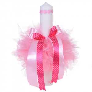 Lumanare botez pentru fetita, floricele roz, Denikos® 52