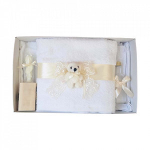 Trusou botez dantela ivory si ursulet Denikos® 438