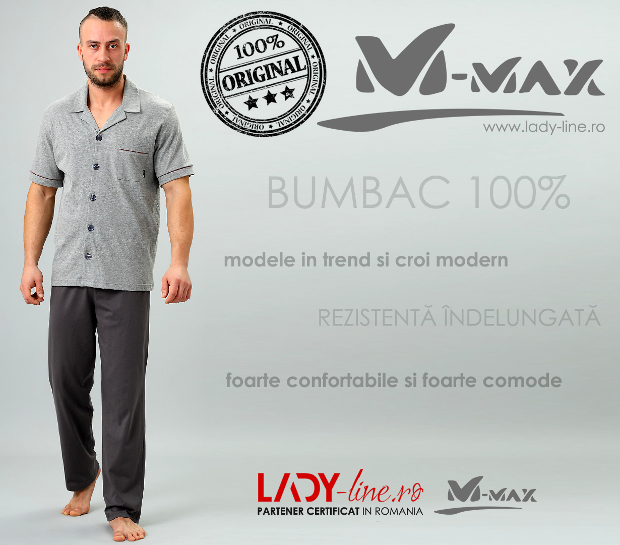 Pijamale Barbati M-Max, Bumbac 100%, 'Geo Adventure'