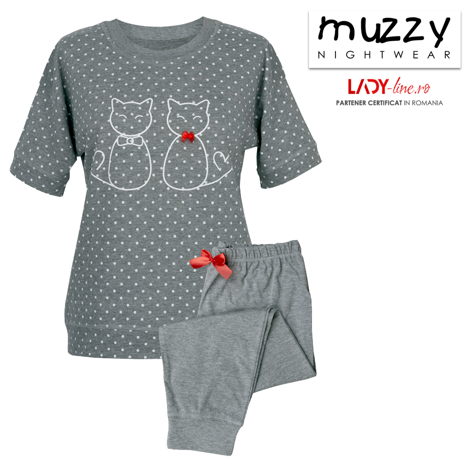 Pijama Dama Muzzy, 'Kittty Family' Gray